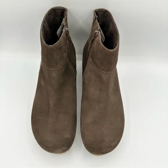 Birkenstock Papillio Ebba Wedge Suede Booties brown cork midsole