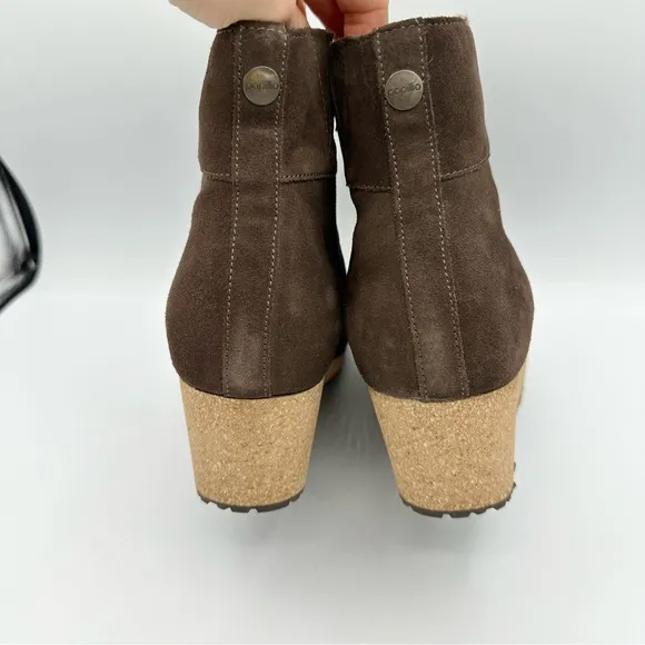 Birkenstock Papillio Ebba Wedge Suede Booties brown cork midsole
