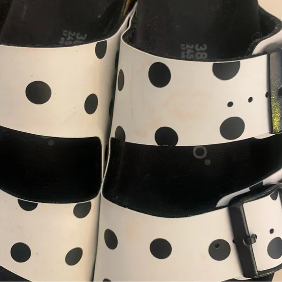 Birkenstock papillon size 6.5 white with black polka dots