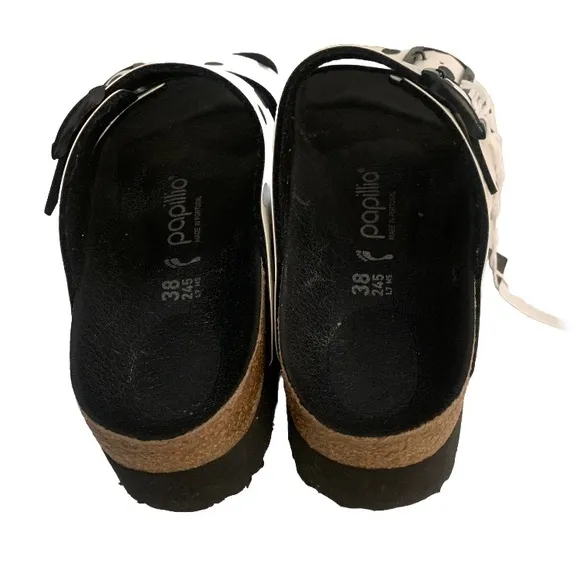 Birkenstock papillon size 6.5 white with black polka dots