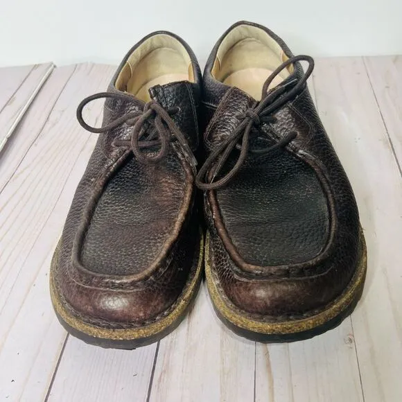 Birkenstock Pasadena Brown Pebble leather Up Loafers  Mens Sz 10