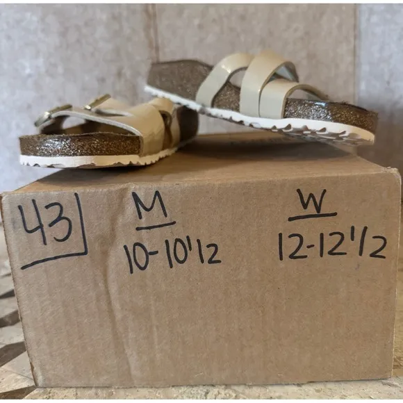 Birkenstock Patent Criss Cross Sandals EU 43 / US W 12 M 10.5 Cream Box Inc