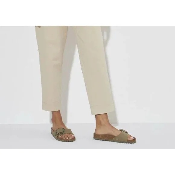 Birkenstock Sandals Unisex Madrid Vegan Big Buckle Khaki Classic US 9 EU 40 New