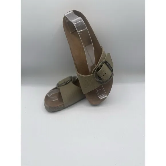 Birkenstock Sandals Unisex Madrid Vegan Big Buckle Khaki Classic US 9 EU 40 New