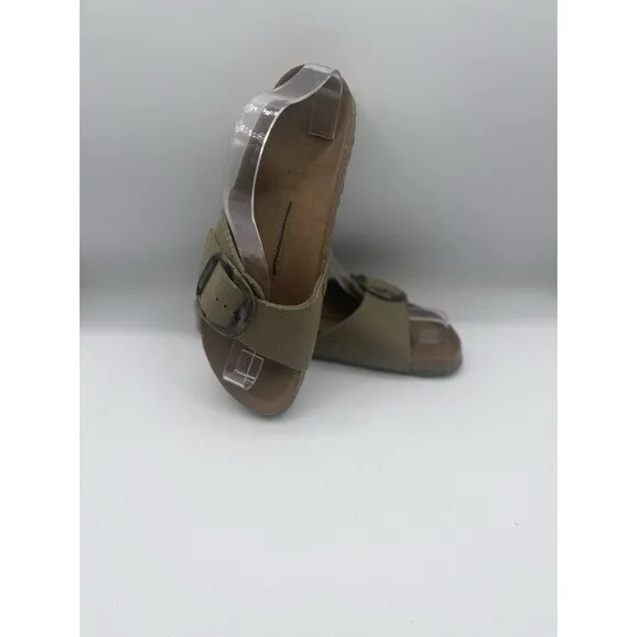 Birkenstock Sandals Unisex Madrid Vegan Big Buckle Khaki Classic US 9 EU 40 New