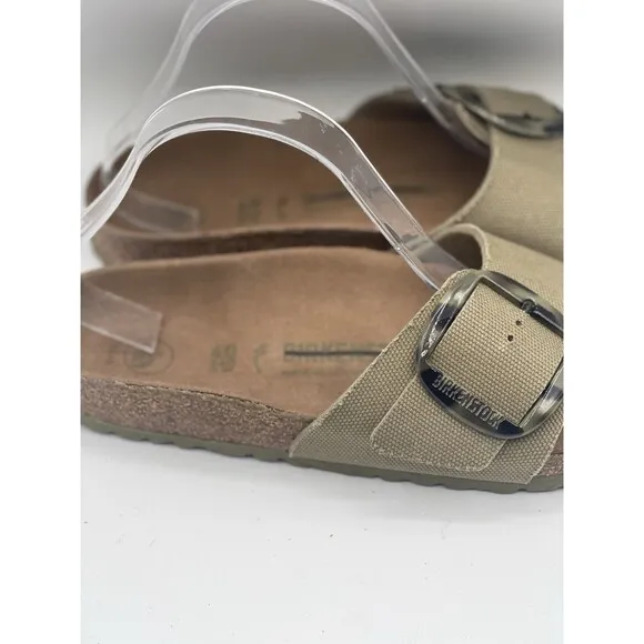 Birkenstock Sandals Unisex Madrid Vegan Big Buckle Khaki Classic US 9 EU 40 New