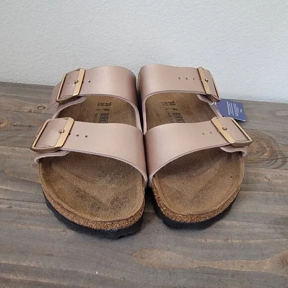 Birkenstock Sz 38 or W 7 Arizona Copper Leather Classic Sandals Narrow Fit NEW