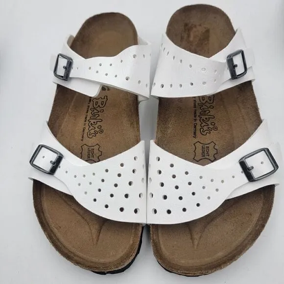 Birkenstock Arizona Unisex M7-L9 White Leather Comfort Waterproof Slide Sandals