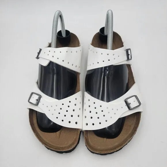 Birkenstock Arizona Unisex M7-L9 White Leather Comfort Waterproof Slide Sandals