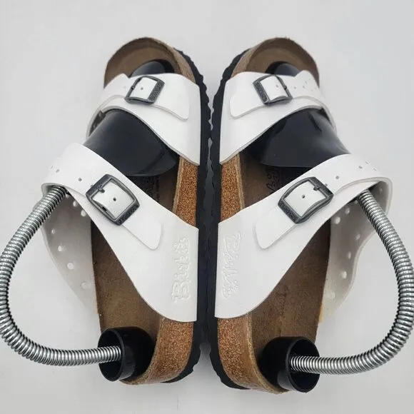Birkenstock Arizona Unisex M7-L9 White Leather Comfort Waterproof Slide Sandals