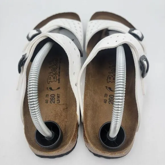 Birkenstock Arizona Unisex M7-L9 White Leather Comfort Waterproof Slide Sandals