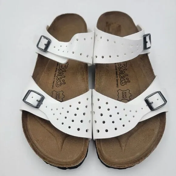 Birkenstock Arizona Unisex M7-L9 White Leather Comfort Waterproof Slide Sandals