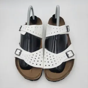 Birkenstock Arizona Unisex M7-L9 White Leather Comfort Waterproof Slide Sandals