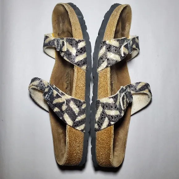 Birkis Tahiti Beaded Double Strap Sandals Size 38