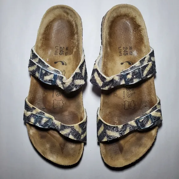 Birkis Tahiti Beaded Double Strap Sandals Size 38