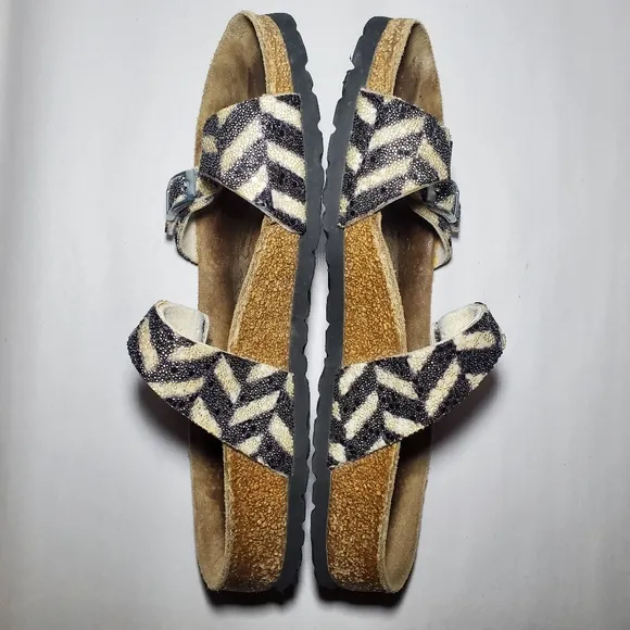 Birkis Tahiti Beaded Double Strap Sandals Size 38