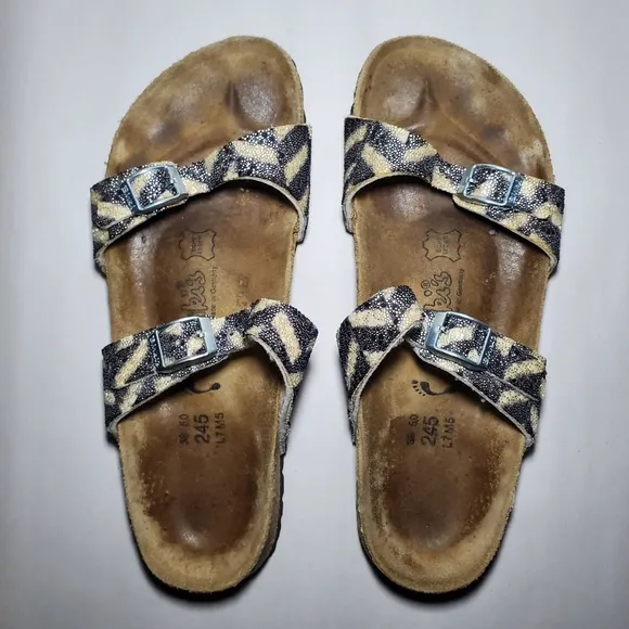 Birkis Tahiti Beaded Double Strap Sandals Size 38