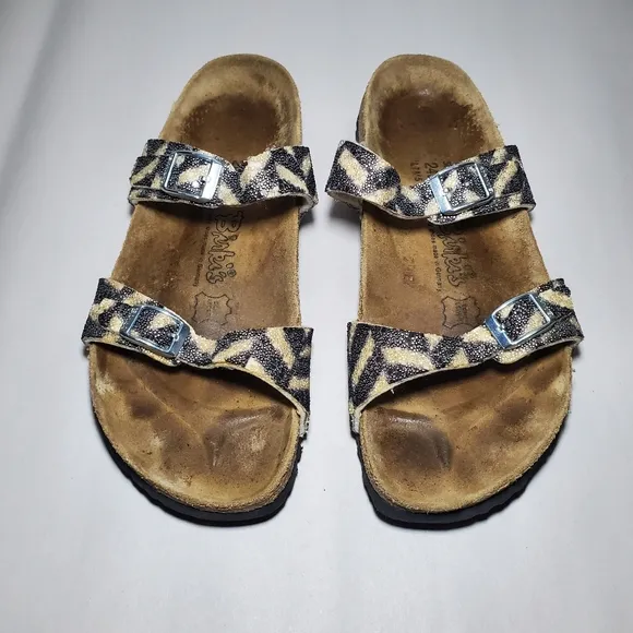 Birkis Tahiti Beaded Double Strap Sandals Size 38