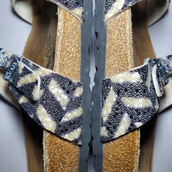 Birkis Tahiti Beaded Double Strap Sandals Size 38