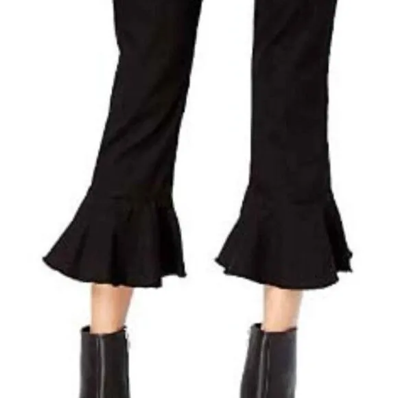 Black Daisy Capris Sz 3 NWT Cha Cha Ruffle Flare Hem Crop Jean High Waist