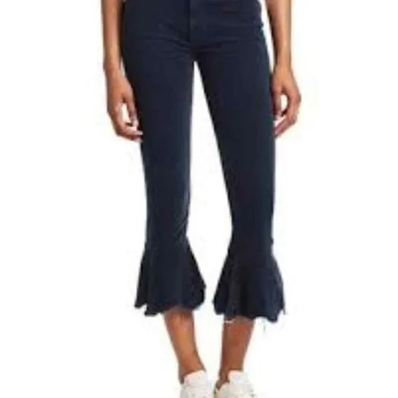 Black Daisy Capris Sz 3 NWT Cha Cha Ruffle Flare Hem Crop Jean High Waist