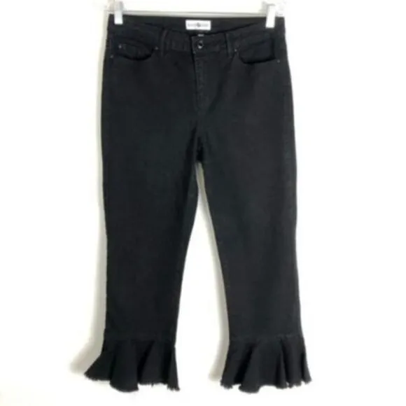 Black Daisy Capris Sz 3 NWT Cha Cha Ruffle Flare Hem Crop Jean High Waist