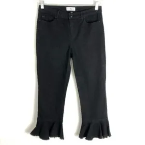 Black Daisy Capris Sz 3 NWT Cha Cha Ruffle Flare Hem Crop Jean High Waist