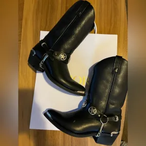 Black Leather Cowboy Boots