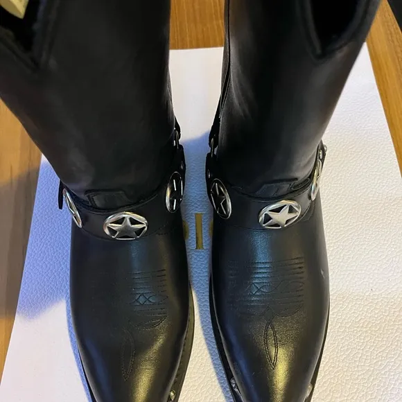 Black Leather Cowboy Boots