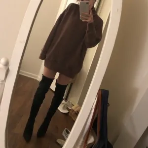 Black Suede Above The Knee Heels