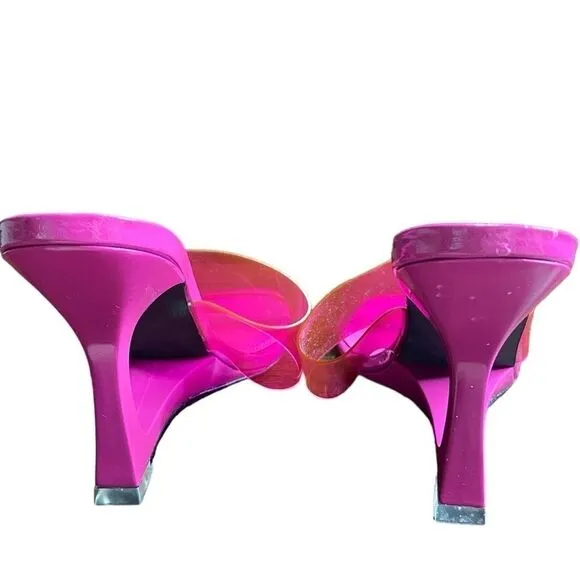 Black Suede Studio ODESSA Fuchsia Fedora Patent Leather Cut Out Wedge Sandals