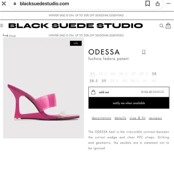 Black Suede Studio ODESSA Fuchsia Fedora Patent Leather Cut Out Wedge Sandals