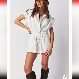 Blank NYC White Denim Short Coverall NWT