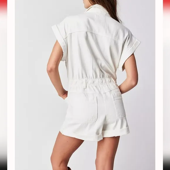Blank NYC White Denim Short Coverall NWT