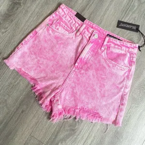 🩷BLANKNYC THE REEVE HIGH RISE RIBCAGE SHORTS PINK SIZE 26 or 2 FRAYED ACID WASH