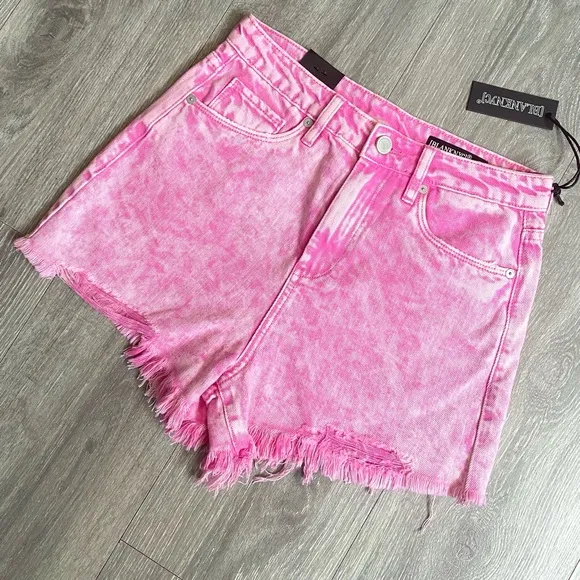 🩷BLANKNYC THE REEVE HIGH RISE RIBCAGE SHORTS PINK SIZE 26 or 2 FRAYED ACID WASH