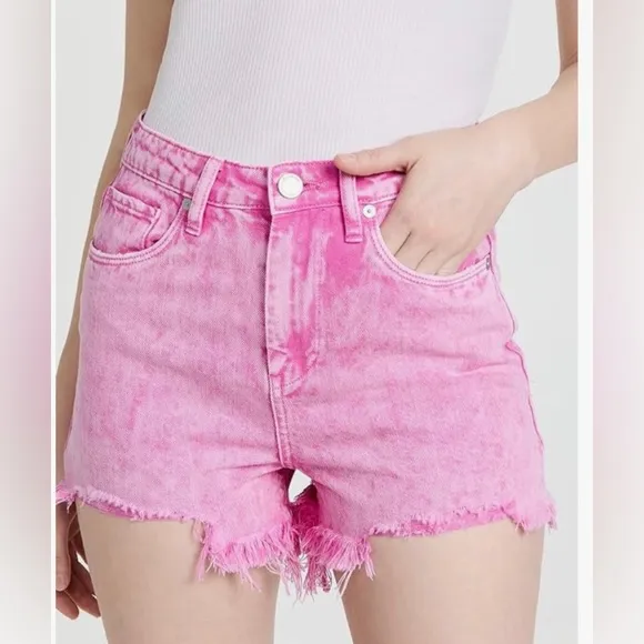 🩷BLANKNYC THE REEVE HIGH RISE RIBCAGE SHORTS PINK SIZE 26 or 2 FRAYED ACID WASH