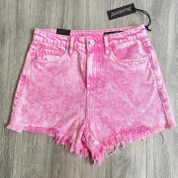 🩷BLANKNYC THE REEVE HIGH RISE RIBCAGE SHORTS PINK SIZE 26 or 2 FRAYED ACID WASH