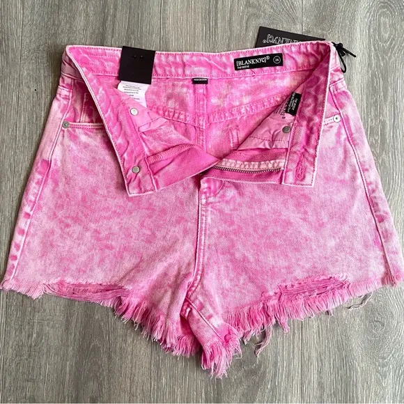 🩷BLANKNYC THE REEVE HIGH RISE RIBCAGE SHORTS PINK SIZE 26 or 2 FRAYED ACID WASH