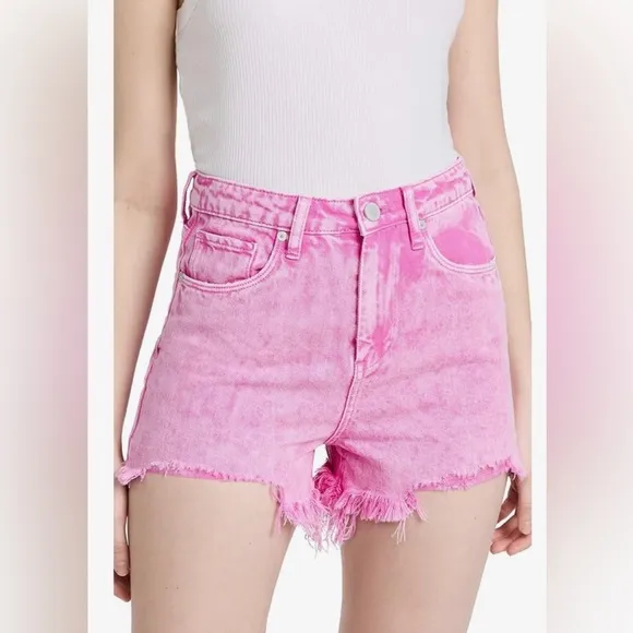 🩷BLANKNYC THE REEVE HIGH RISE RIBCAGE SHORTS PINK SIZE 26 or 2 FRAYED ACID WASH