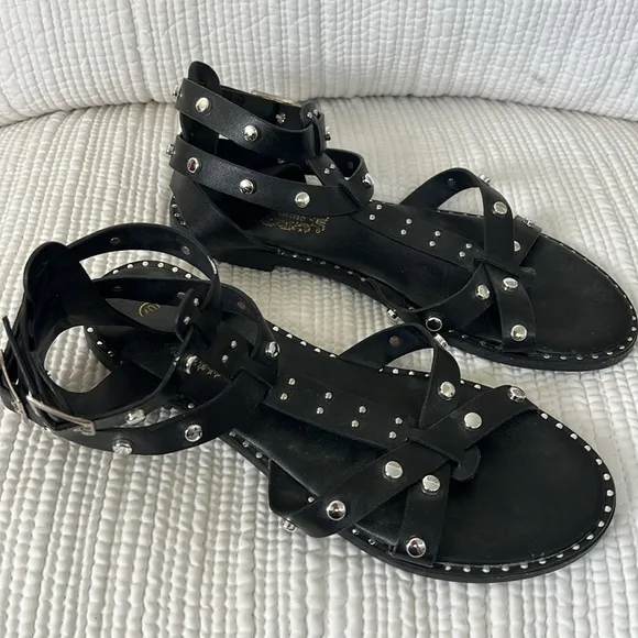 Bo’Aime Black High Gladiator Studded Sandal. Size 10