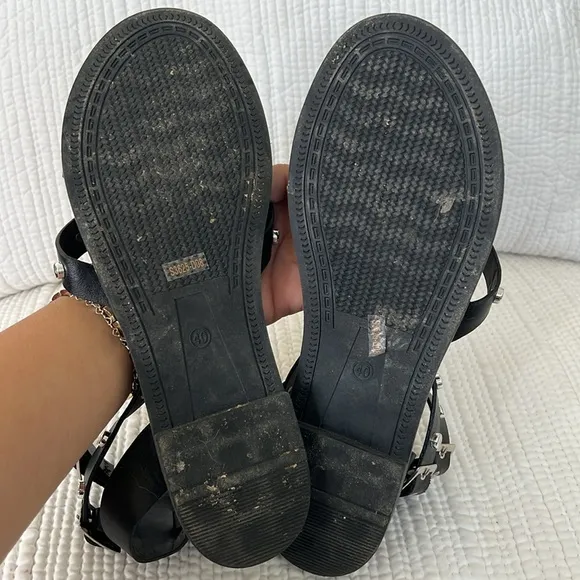 Bo’Aime Black High Gladiator Studded Sandal. Size 10