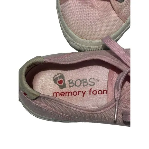 Bobs Pink Lace Up Ankle Low Athletic Fashion Sneakers Size 8