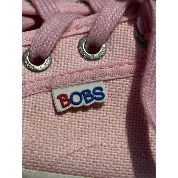 Bobs Pink Lace Up Ankle Low Athletic Fashion Sneakers Size 8