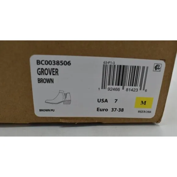 BOC by Born Womens Size 7 Grover Brown PU Slip On Booties Boots