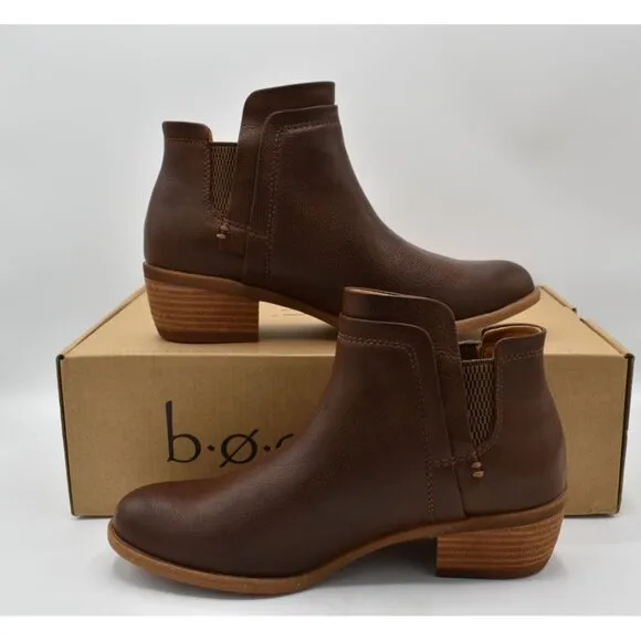 BOC by Born Womens Size 7.5 Grover Brown PU Slip On Booties Boots
