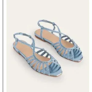 BODEN Metallic Blue Woven Strappy Multistrap Flat Sandals 7 38 NEW No Box