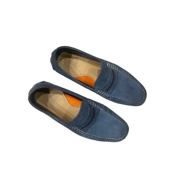 Boggi Milano Mens Blue Classic Loafers Casual Shoes Size 8