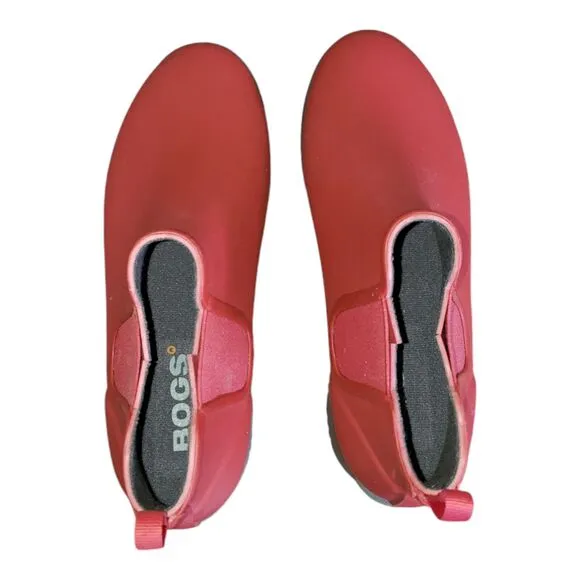 BOGS Boots Women's Size 8 Sweet Pea Slip On Waterproof Chelsea Rain Boot Red