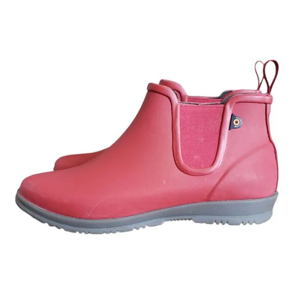 BOGS Boots Women's Size 8 Sweet Pea Slip On Waterproof Chelsea Rain Boot Red